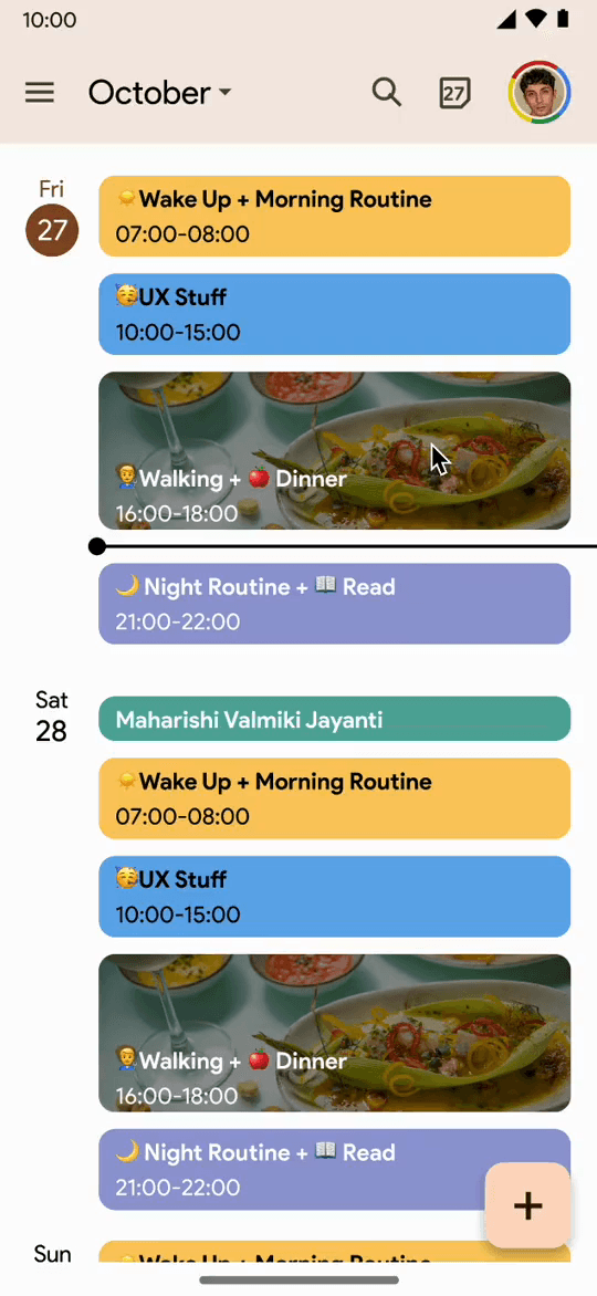 Google Calendar interaction animation