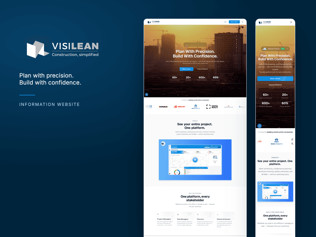 VisiLean website design shown on desktop and mobile